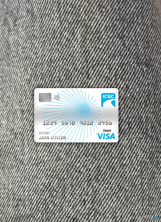 Download China Industrial and commercial bank visa debit card photolook front Photoshop template